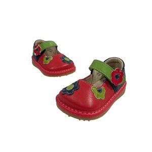Rainbow Steps Toddler Girl's Navy and Red Squeaky Shoes Sz 3 - NWB